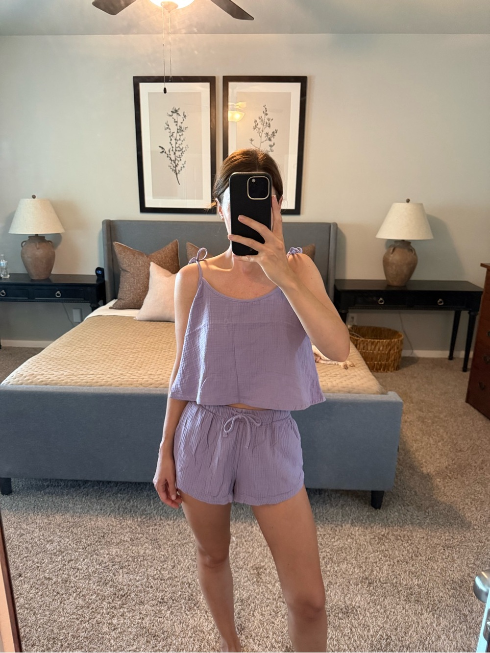 Colsie Lavender Tie-Shoulder Two-Piece Sleep Set